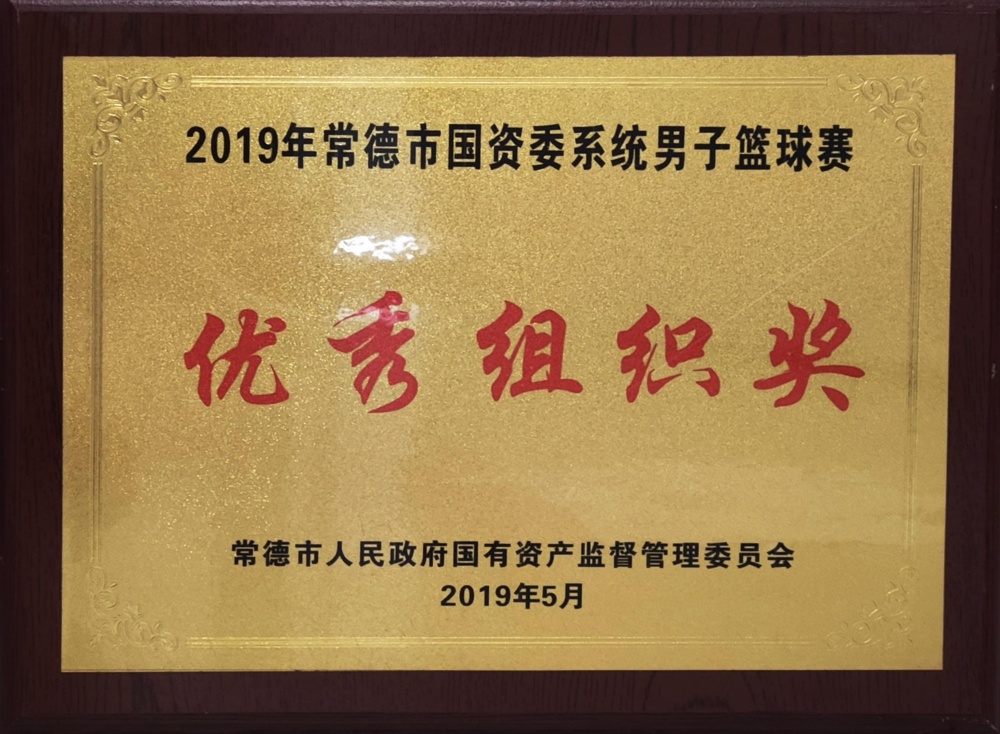 2019年常德市國(guó)資委系統(tǒng)男子籃球賽優(yōu)秀組織獎(jiǎng)