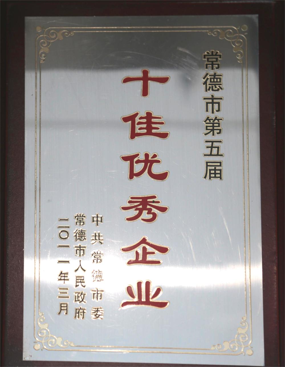 2011年常德市第五屆十佳優(yōu)秀企業(yè)